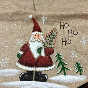 Large Santa Green Plaid Trim Wool Blend Tree Skirt Holiday Christmas Decor